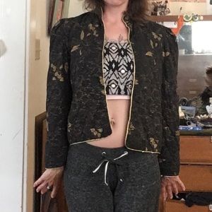 Vintage 80s gold and black puff sleeve jacket